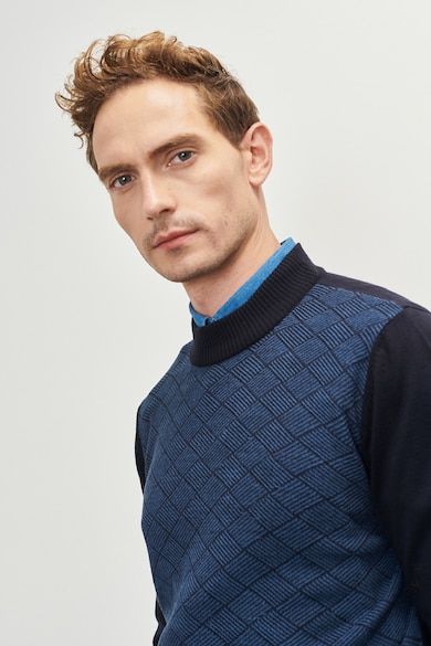 AC&Co Finomkötött pulóver kontrasztos részletekkel férfi