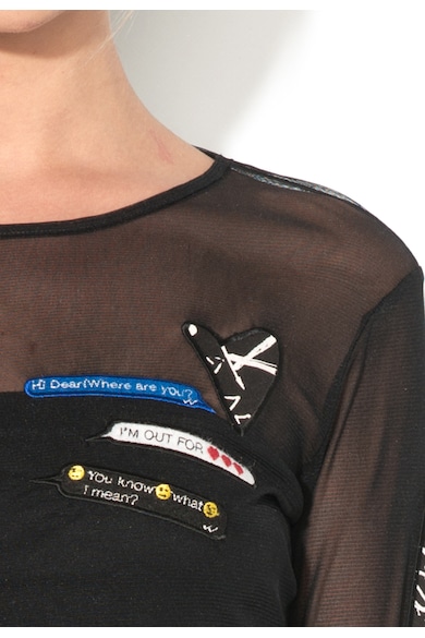 Sisley Bluza neagra transparenta cu plasa Femei