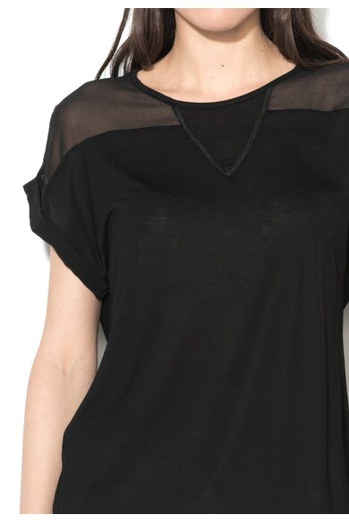 Sisley Bluza neagra cu segment transparent Femei