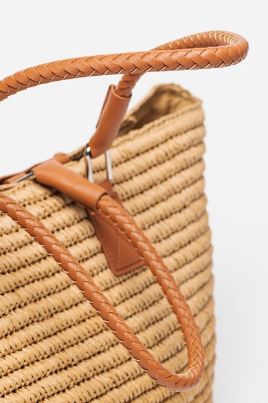 Esprit Shopper fazonú szalma táska műbőr részletekkel női
