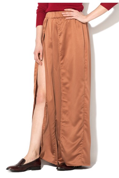 Glamorous Fusta-pantalon maro acaju de satin cu slit adanc Femei