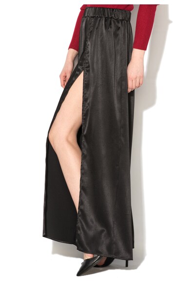 Glamorous Fusta-pantalon neagra de satin cu slit adanc Femei