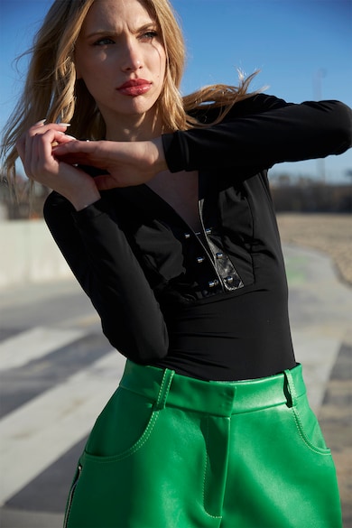 Mitiliane Couture Szűk fazonú felső bőrrészletekkel női