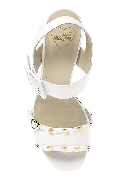 Love Moschino Кожени сандали с метални апликации Жени