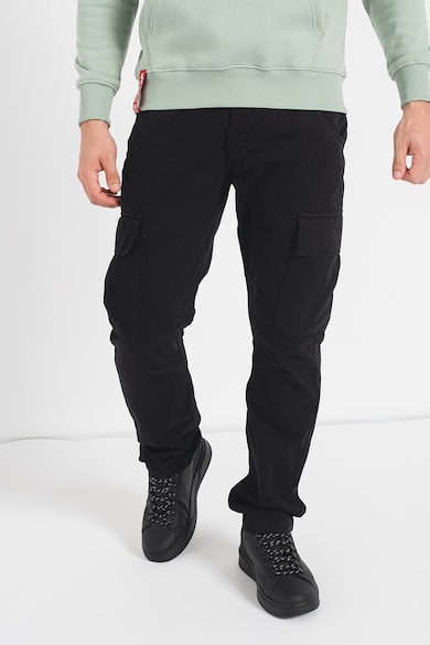 Pantaloni cargo cu talie medie Agent - Negru