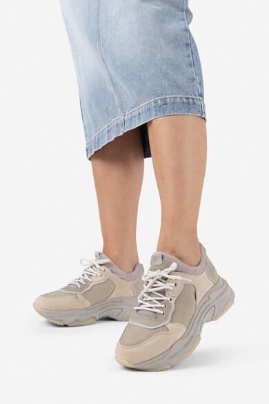 Bronx Pantofi sport flatform din piele intoarsa cu garnituri din material textil Femei
