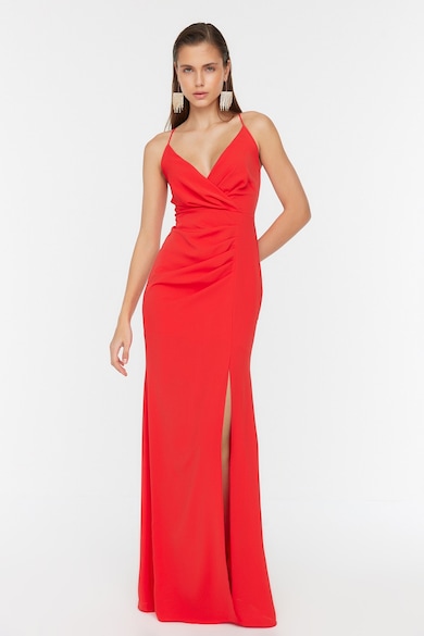 Trendyol Rochie maxi cu decolteu in V si slit frontal Femei