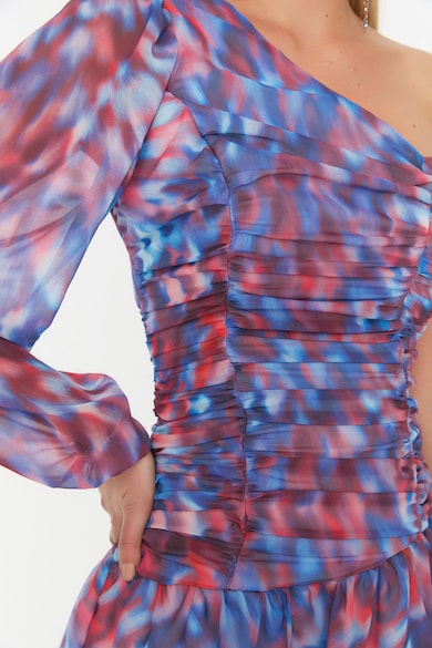 Trendyol Egyvállas ruha batikolt mintával női