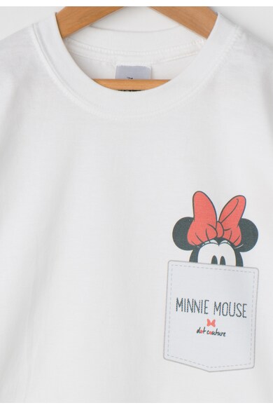 Disney Tricou alb cu imprimeu negru cu rosu Minnie Fete