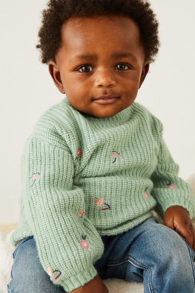Marks & Spencer Пуловер с вълна и флорални бродерии Момичета