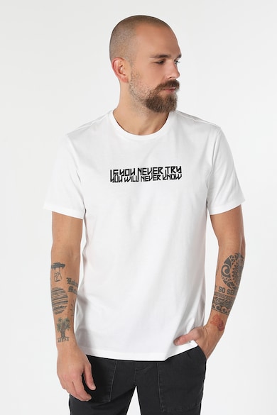 COLIN'S Tricou cu decolteu la baza gatului si imprimeu text Barbati