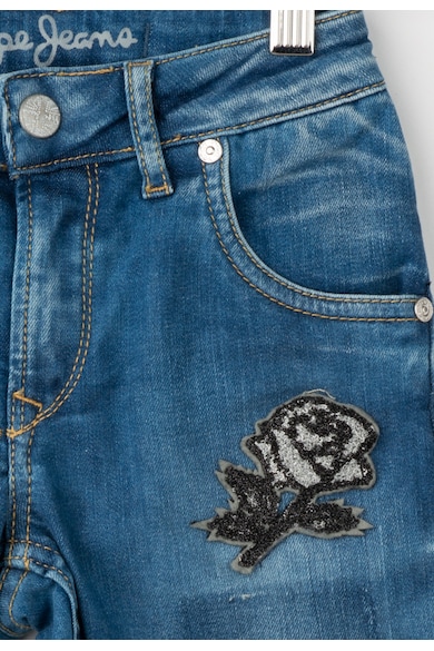 Pepe Jeans London Jeansi albastri cu aplicatii argintii Molly Fete