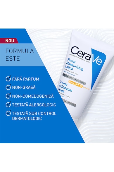 CeraVe Crema hidratanta pentru fata  AM, cu ceramide, SPF 30, ten normal-uscat, 52 ml Femei