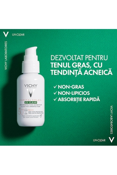 Vichy Fluid protectie solara pentru ten gras cu tendinta acneica SPF 50+  Capital Soleil UV Clear, 40ml Femei