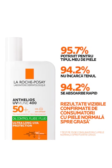 La Roche-Posay ANTHELIOS UVMUNE400 Oil Control SPF 50+ láthatatlan fényvédő folyadék zsíros bőrre, 50 ml női