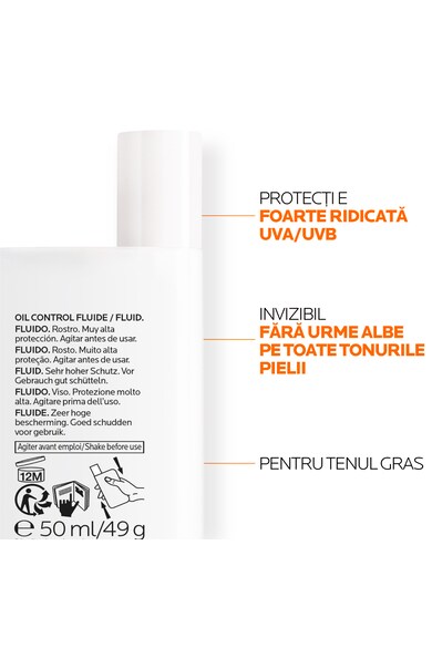 La Roche-Posay ANTHELIOS UVMUNE400 Oil Control SPF 50+ láthatatlan fényvédő folyadék zsíros bőrre, 50 ml női