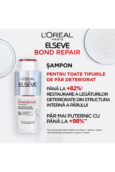 L'Oreal Paris Комплект  2x Elseve Bond Repair шампоан, За увредена коса, 200 мл Жени