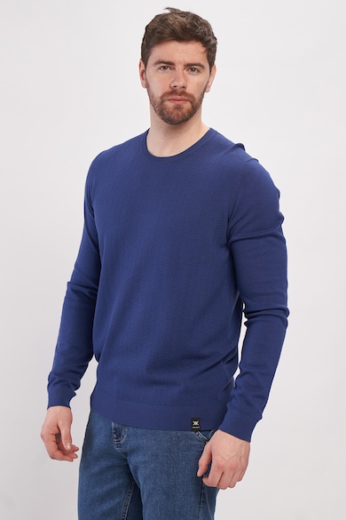 KVL by KENVELO Kerek nyakú texturált pulóver férfi