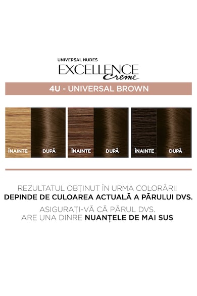L'Oreal Paris Перманентна боя за коса  Excellence Universal Nudes, 4U Universal Brown, Без амоняк, 192 мл Жени