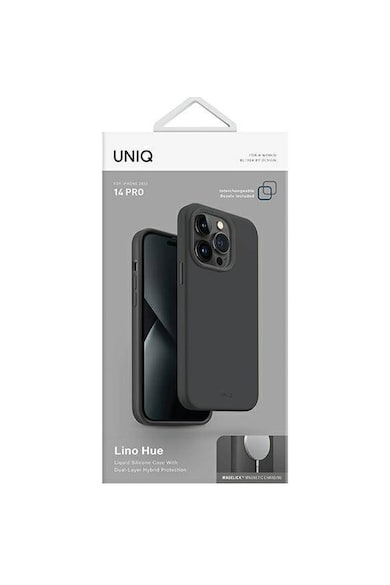 uniq Husa de protectie  Lino Hue Magclick pentru iPhone 14 Pro, Charcoal Grey Femei