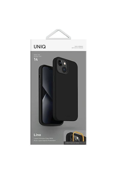 uniq Husa de protectie  Lino pentru iPhone 14, Midnight Black Femei