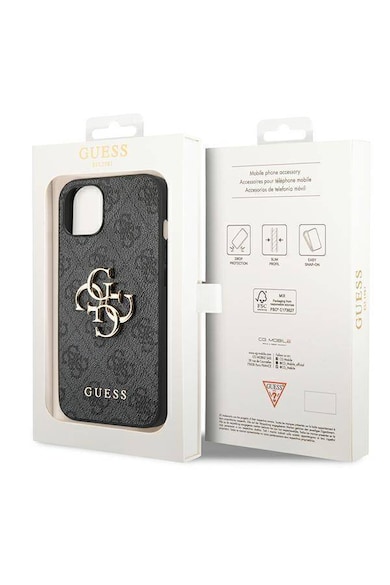 GUESS Husa de protectie  cu logo metalic PU 4G pentru iPhone 14 Plus, Gri Femei