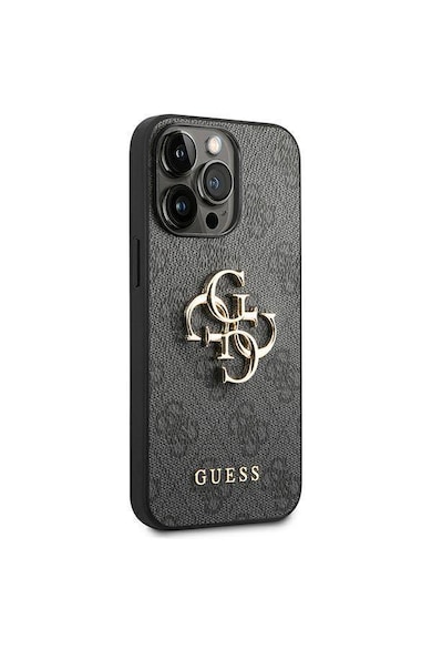 GUESS Husa de protectie  cu logo metalic PU 4G pentru iPhone 14 Pro Max, Gri Femei