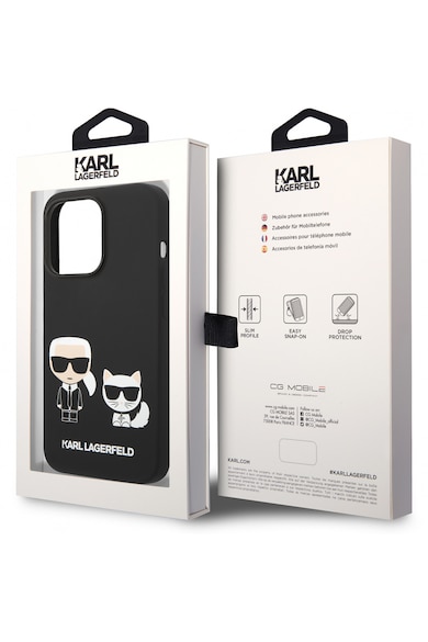 Karl Lagerfeld Husa de protectie  si Choupette silicon lichid pentru iPhone 14 Pro Max, Negru Barbati