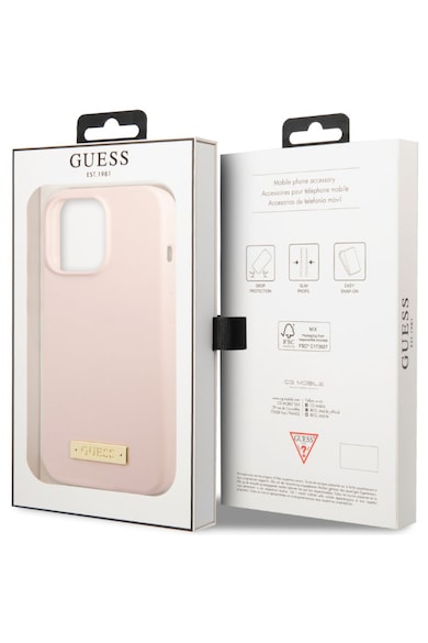 GUESS Husa de protectie  Silicone Metal Logo MagSafe compatibila pentru iPhone 13 Pro, Roz Femei