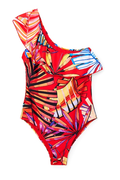 DESIGUAL Costum de baie cu decolteu pe un umar si imprimeu tropical Femei