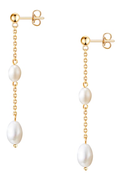 Perldor Cercei cu tija placati cu aur de 14K si decorati cu perle Femei