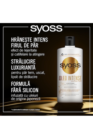 Syoss Balsam de îngrijire  Oleo Intense, cu un amestec unic de uleiuri japoneze pentru par tern si uscat, 440 ml Femei