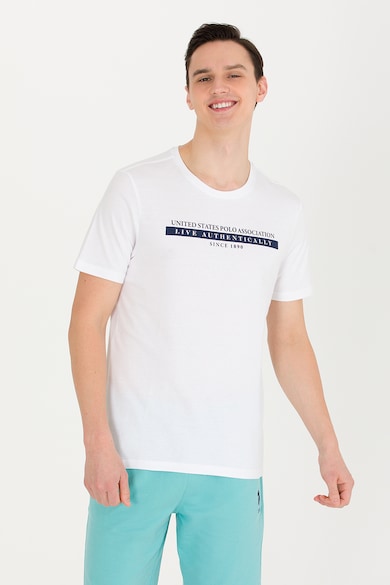 U.S. Polo Assn. Тениска с овално деколте и лого Мъже