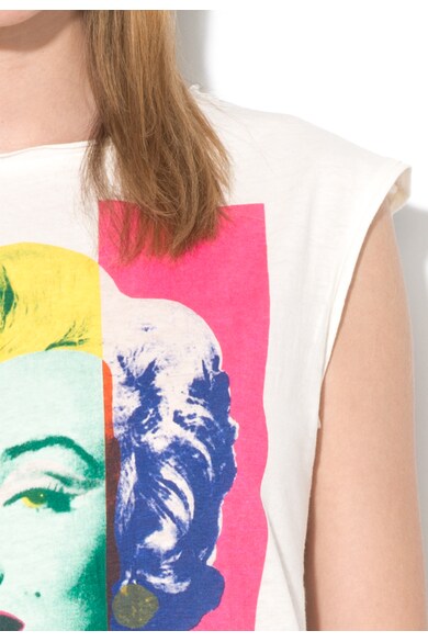 Andy Warhol by Pepe Jeans Tricou alb fara maneci si cu imprimeu Monroe Femei