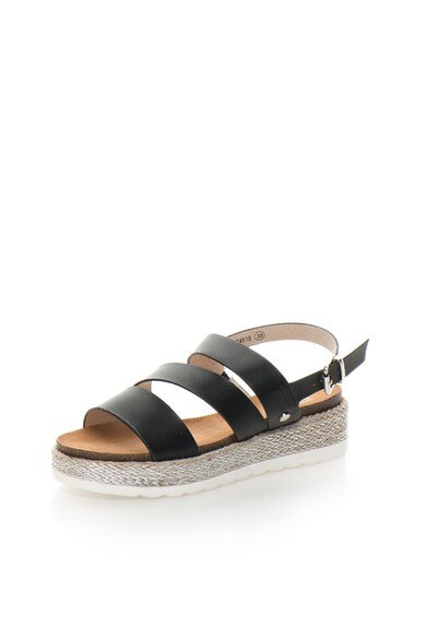 Big Star Sandale tip espadrila negre cu talpa plata Femei