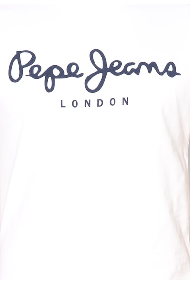 Pepe Jeans London Бяла вталена тениска с лого Мъже