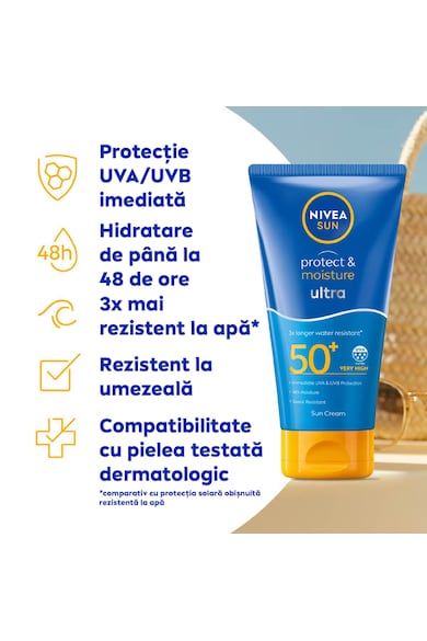 Nivea Sun Protect & Moist Napvédő krém, FF50+, 150ml férfi