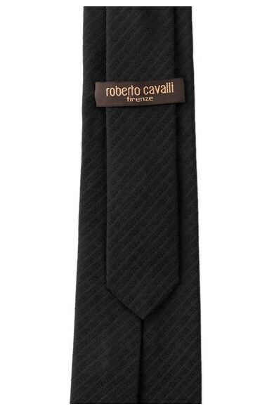 Roberto Cavalli Cravata neagra de matase cu model logo Barbati