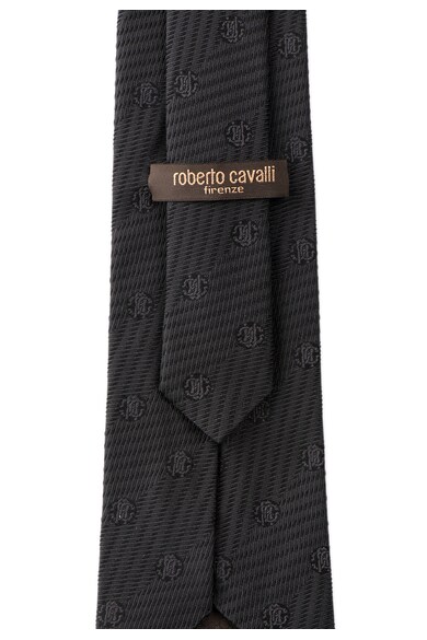 Roberto Cavalli Cravata neagra de matase cu model logo Barbati