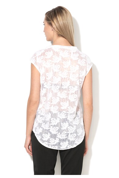 Sisley Tricou alb transparent cu model floral Femei