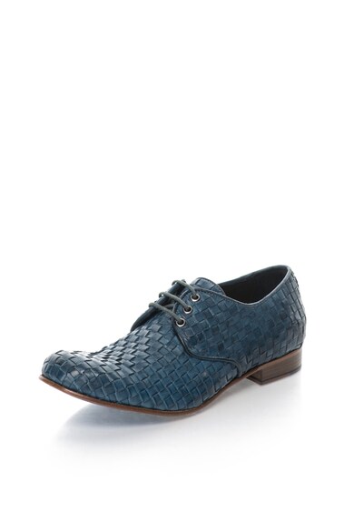 Zee Lane Collection Сини кожени обувки с плетен дизайн Мъже