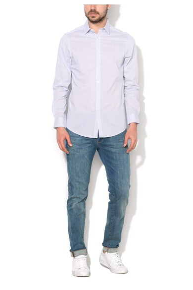 Zee Lane Denim Camasa slim fit albastra cu dungi albe Barbati