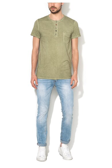 Zee Lane Denim Tricou verde oliv stins cu buzunar pe piept Barbati