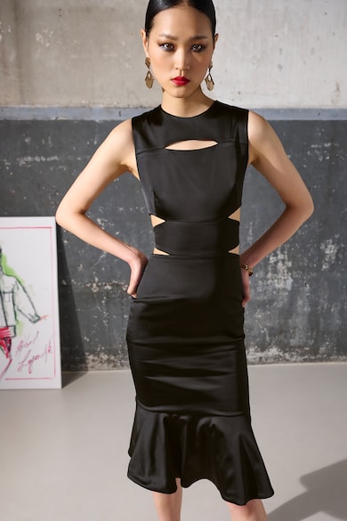 Karl Lagerfeld Сатинирана рокля с отвори Жени