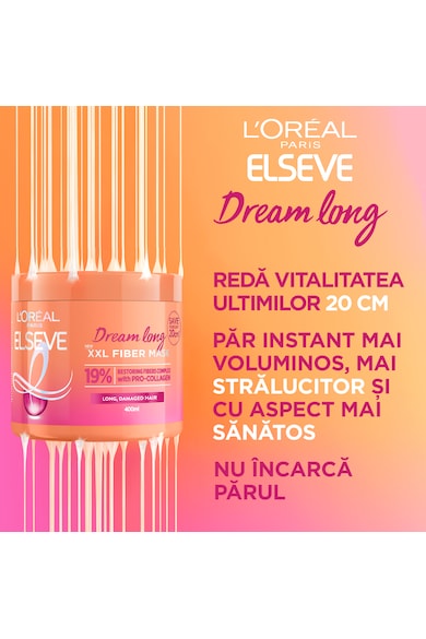 L'Oreal Paris Маска  Elseve Dream Long, XXL Fiber Mask, За дълга увредена коса, 400 мл Жени