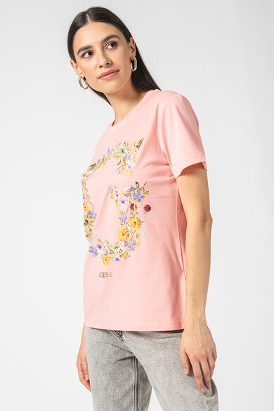GUESS Тениска с овално деколте и флорална бридерия Жени