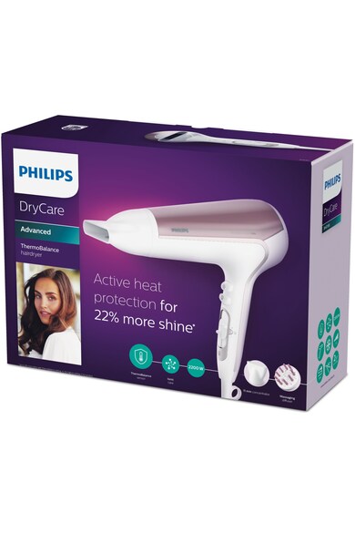 Philips Uscator de par  DryCare BHD186/00, 2200 W, Ionizare, 6 Setari temperatura si viteza, ThermoBalance + Cool shot, Alb Femei