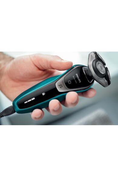 Philips Aparat de ras  S5550/44, Lame Multiprecision, Wet&Dry, LED, Turbo+, Acumulator, 3 capete, Rotire in 5 directii, Trimmer, Groomer nas, Negru Barbati