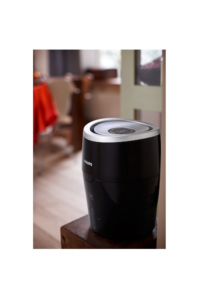 Philips Umidificator de aer  HU4813/10, Tehnologie NanoCloud, Rezervor 2l, Acoperire 44mp, Umidificare 300 ml/h, Led, Negru Femei