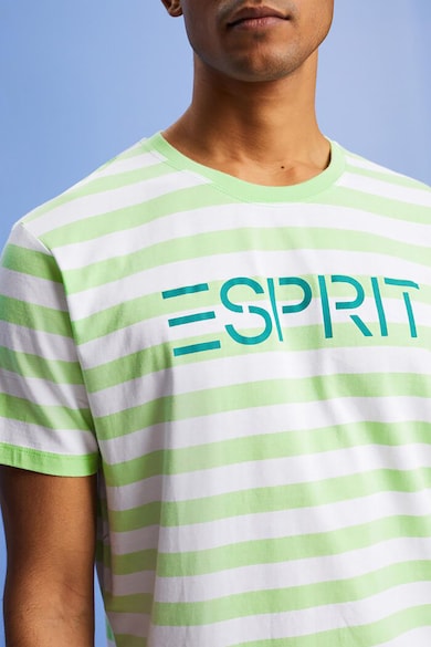 Esprit Памучна тениска с лого и райе Мъже